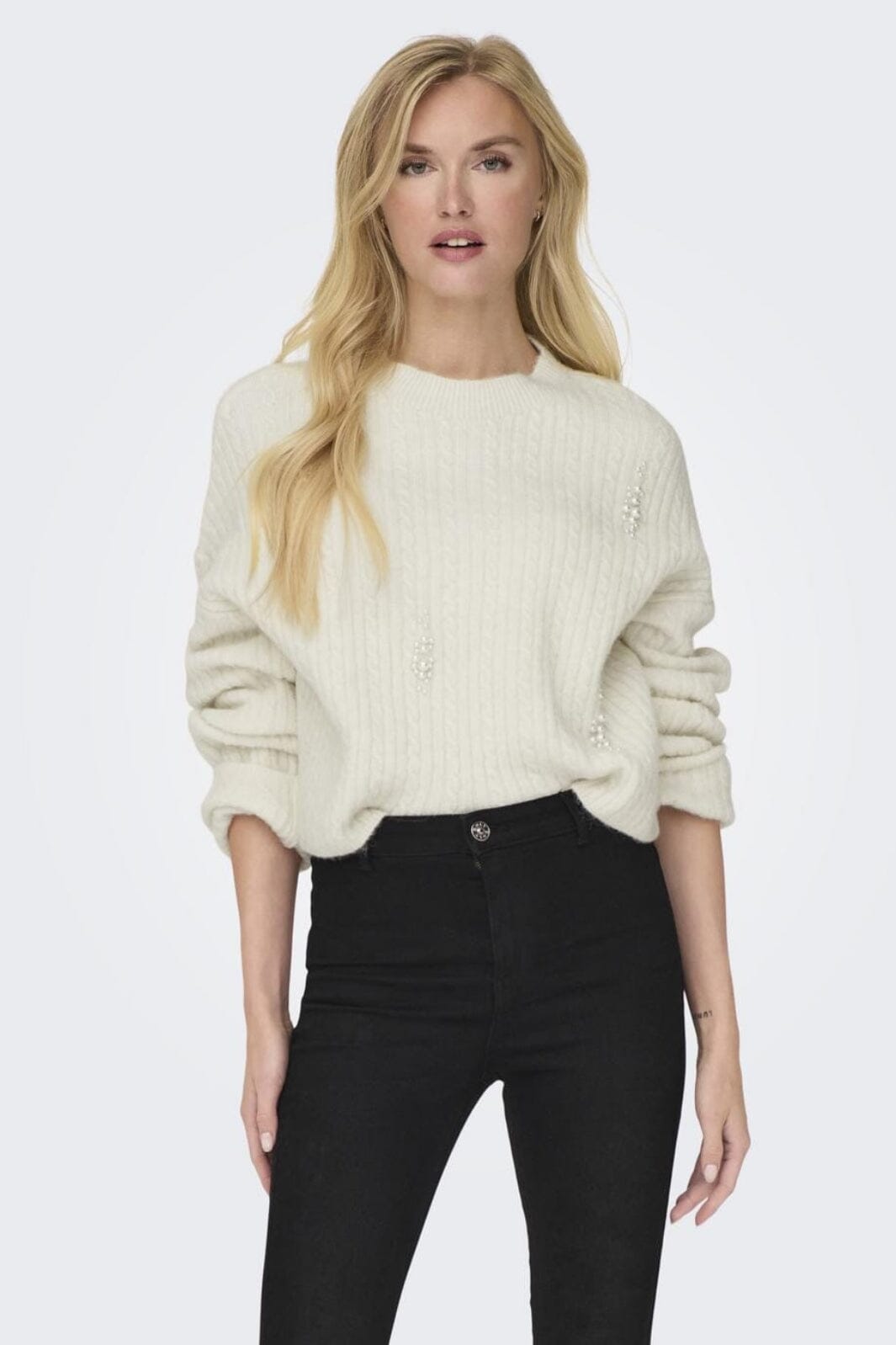 Only - Onlmarilla Ls Pearl Oneck Knt - 4300671 Birch