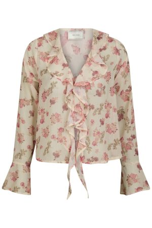 Forudbestilling - Neo Noir - Anika Marigold Print Blouse 165527 - 122 - Creme