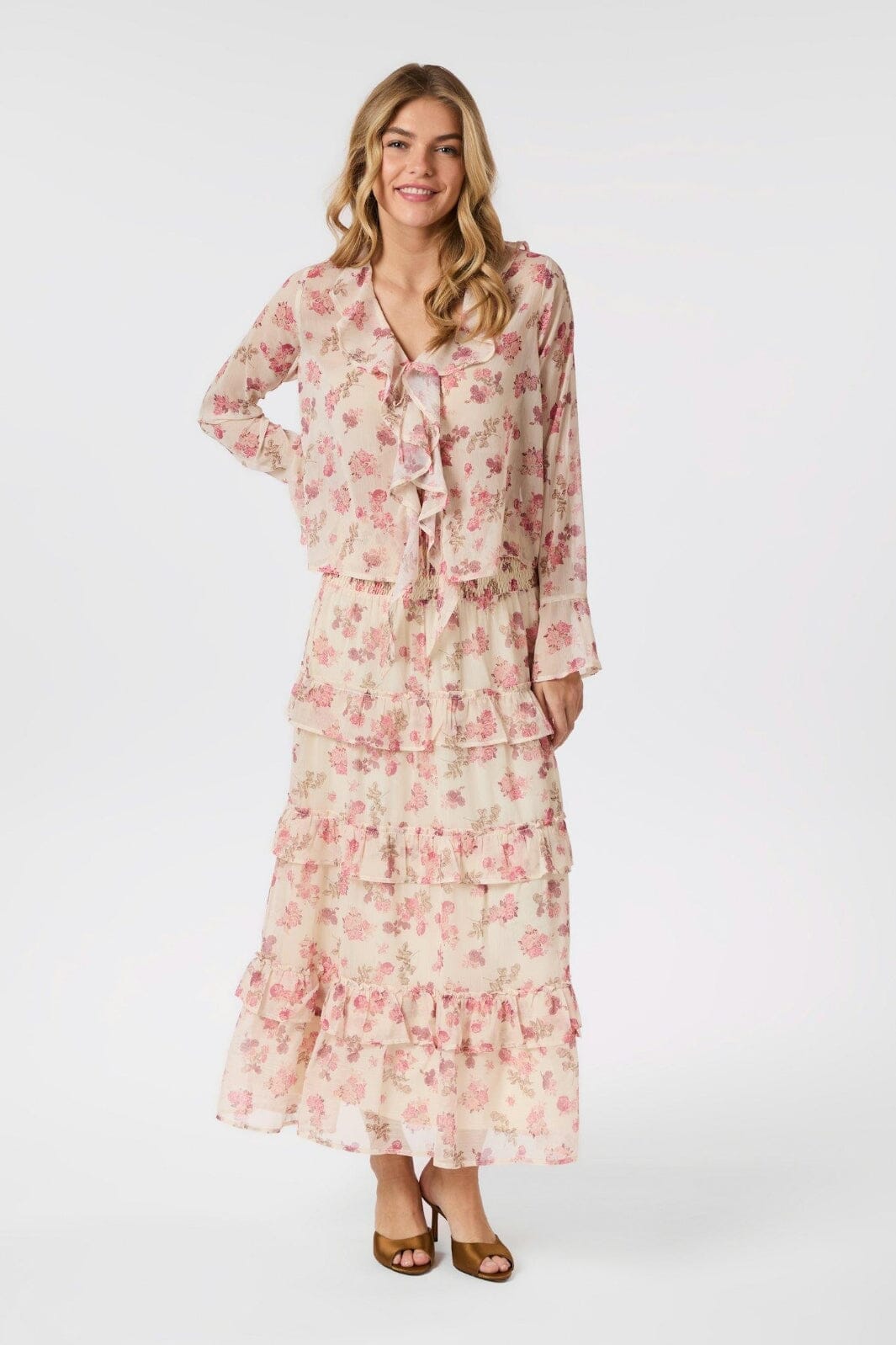 Forudbestilling - Neo Noir - Anika Marigold Print Blouse 165527 - 122 - Creme