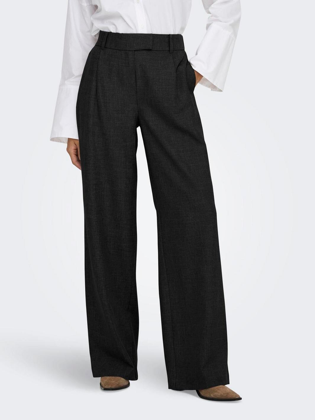 Only - Onllinda Str Mel Pants Tlr - 4729216 Black Levere