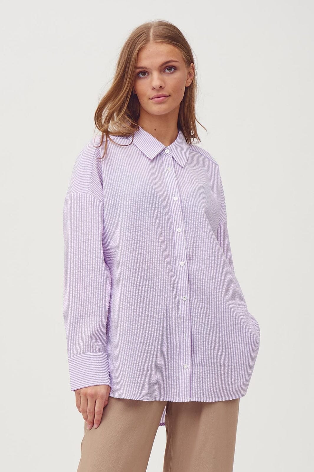 A-View - Sonja Shirt - 116 Purple/White Rabat