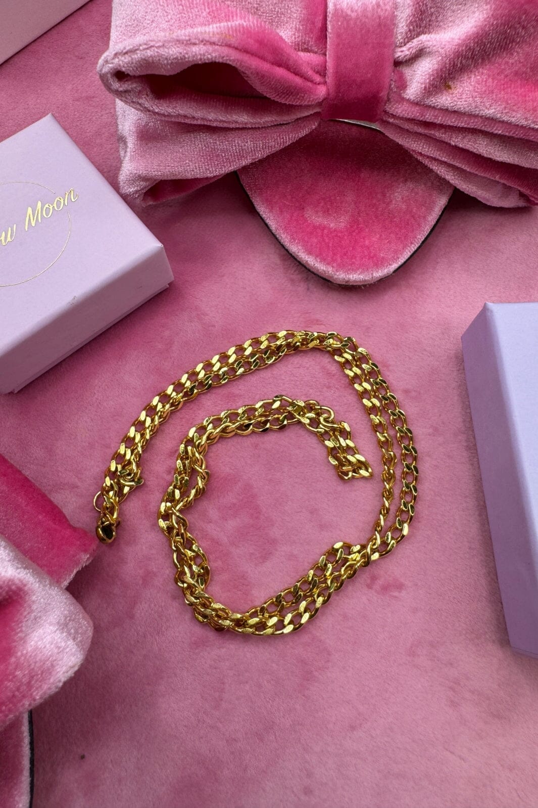 Mellow Moon - Necklace Figaro Mesh collierfigaro4mm - Forgyldt