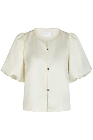 Forudbestilling - Neo Noir - Aisa Dull Satin Blouse 164658 - 124 - Ivory
