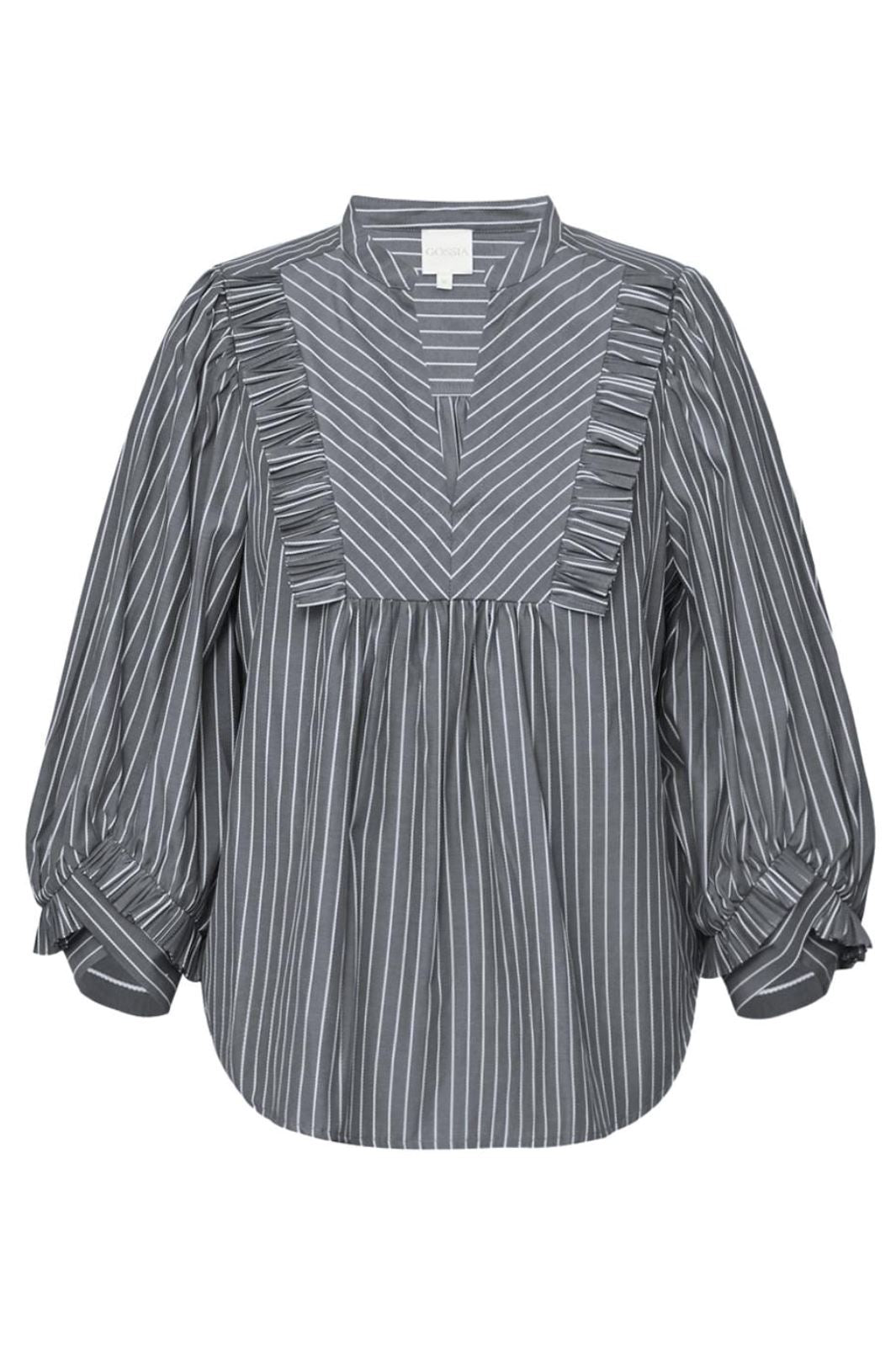 Gossia - Meego Sia Blouse - Grey / White Stripes