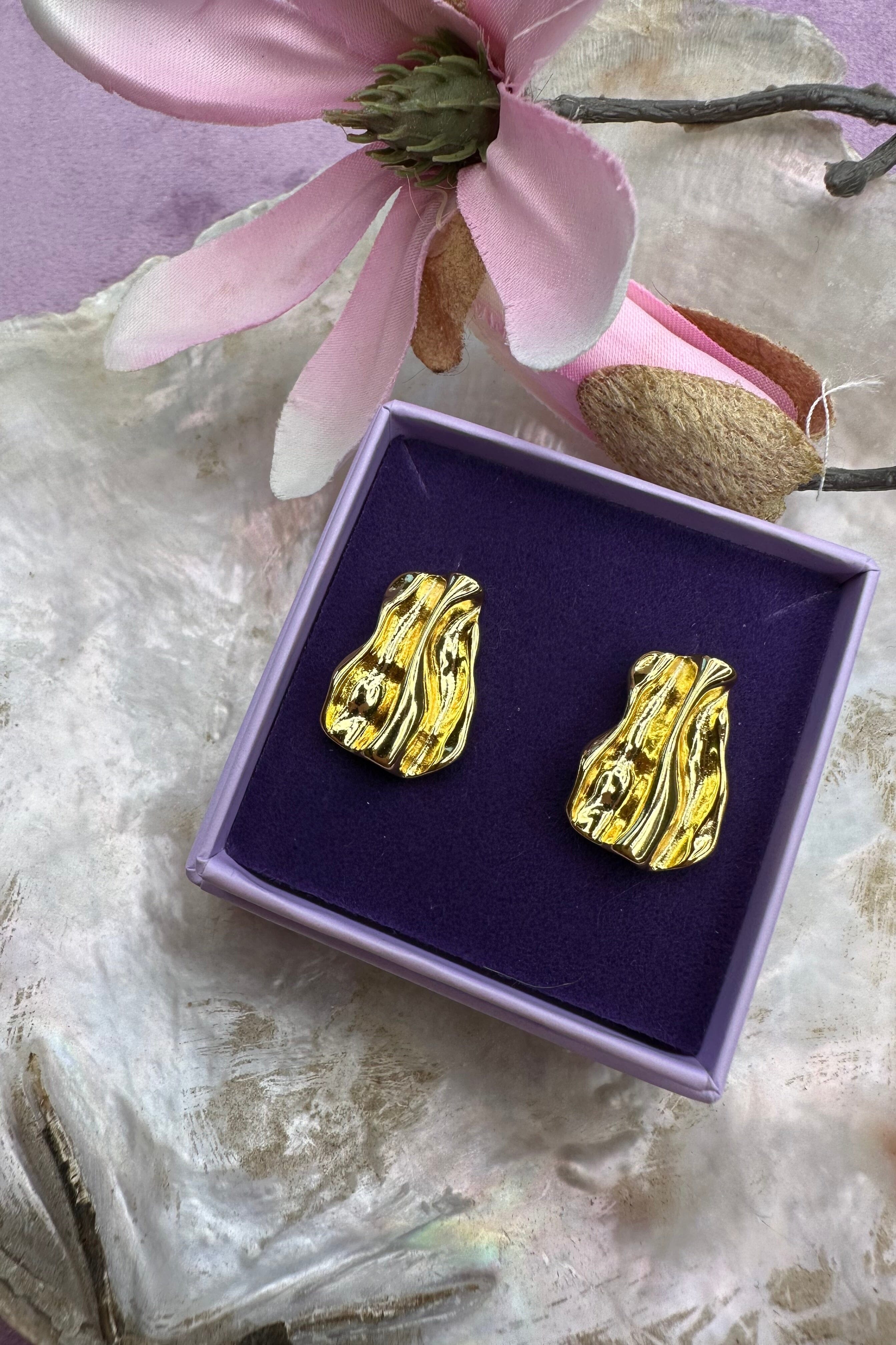 Mellow Moon - Wave Earring - Forgyldt