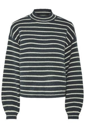 Pieces - Pcpenna Ls High Neck Knit - 4633595 Ombre Blue Whitecap Gray