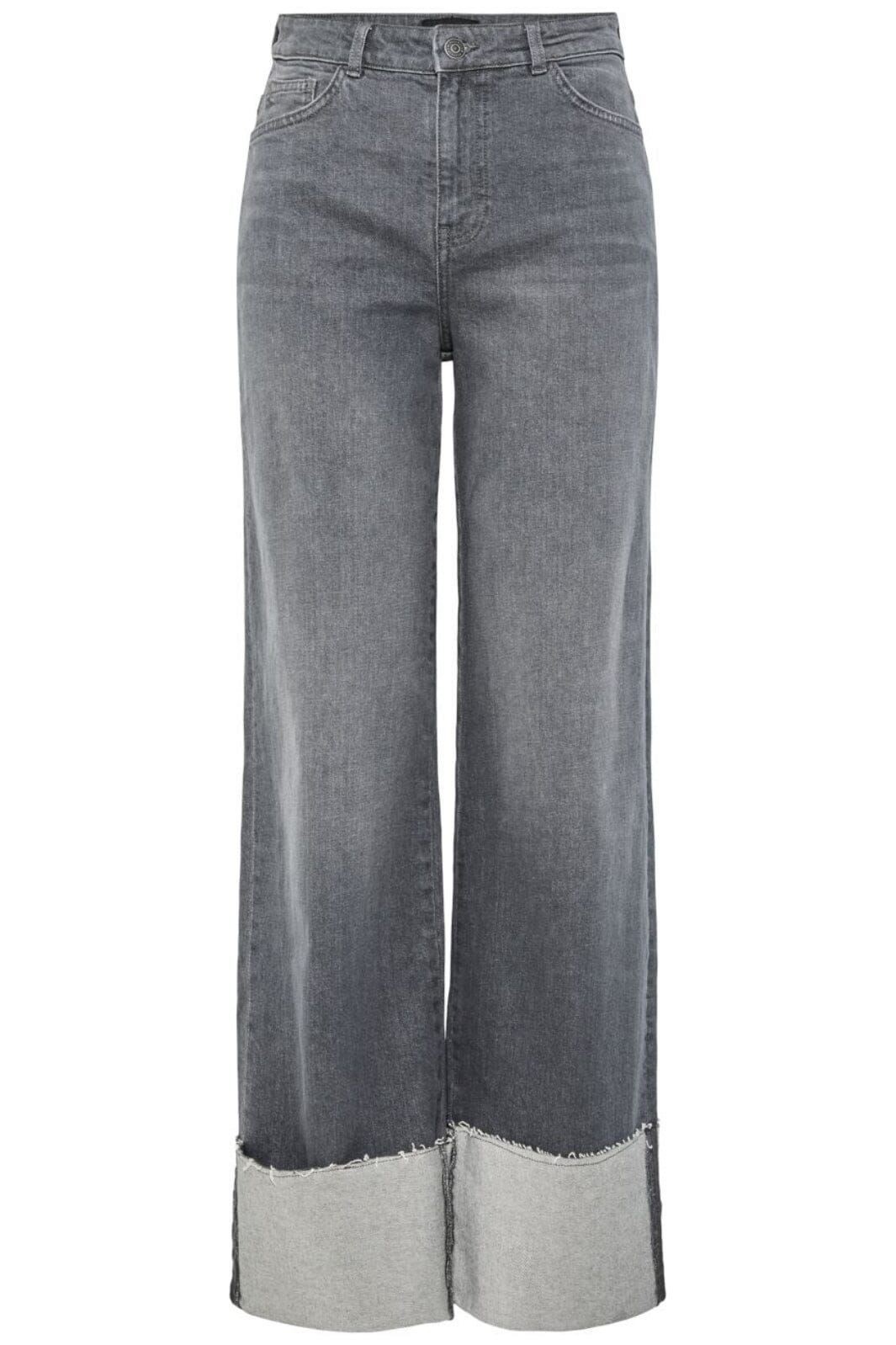 Pieces - Pcpil Straight Fold Up Jeans - 4653846 Grey Denim