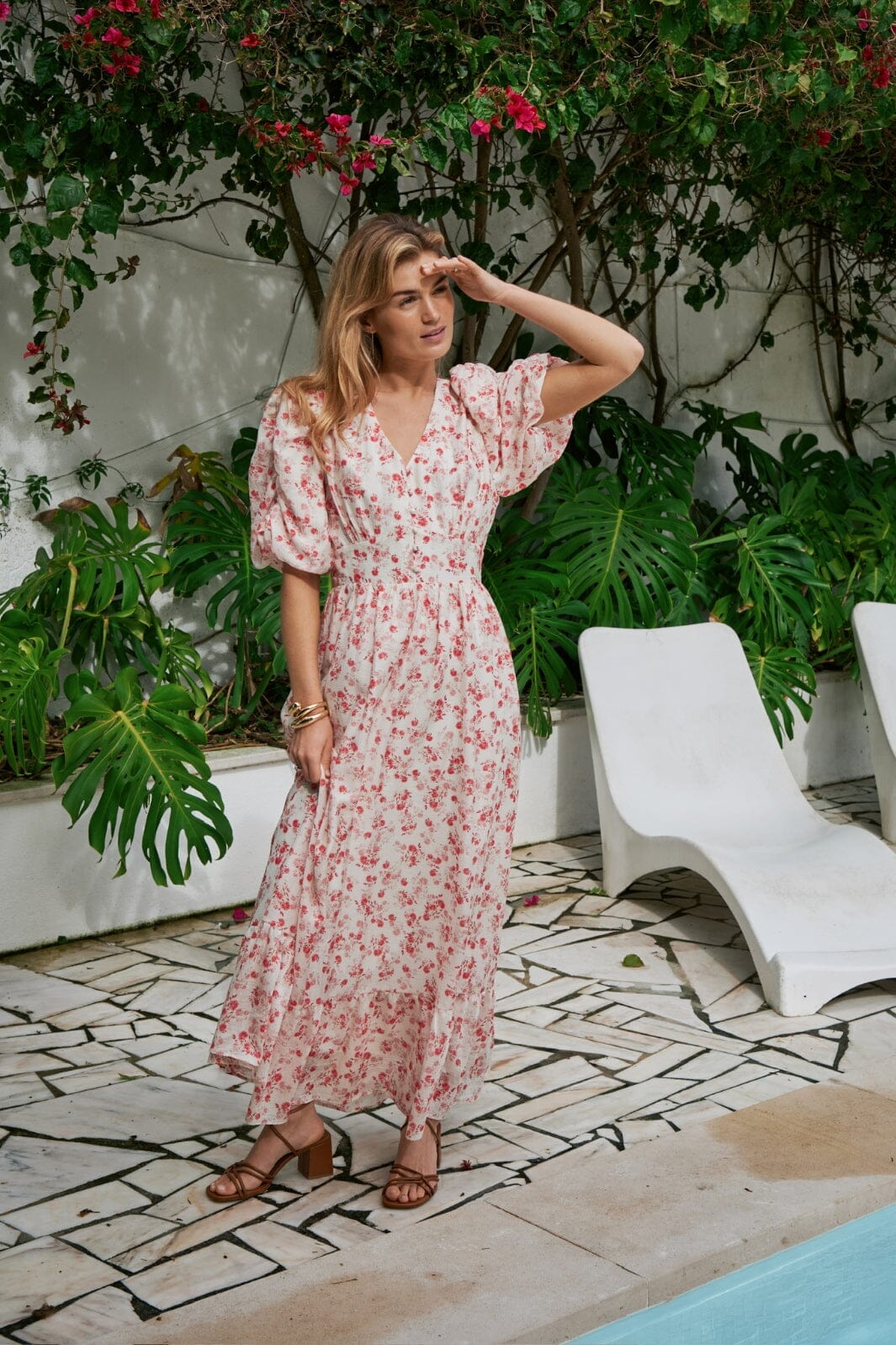 Forudbestilling - Neo Noir - Rilana Pretty Flower Dress 162997 - 160 - Red Rabat