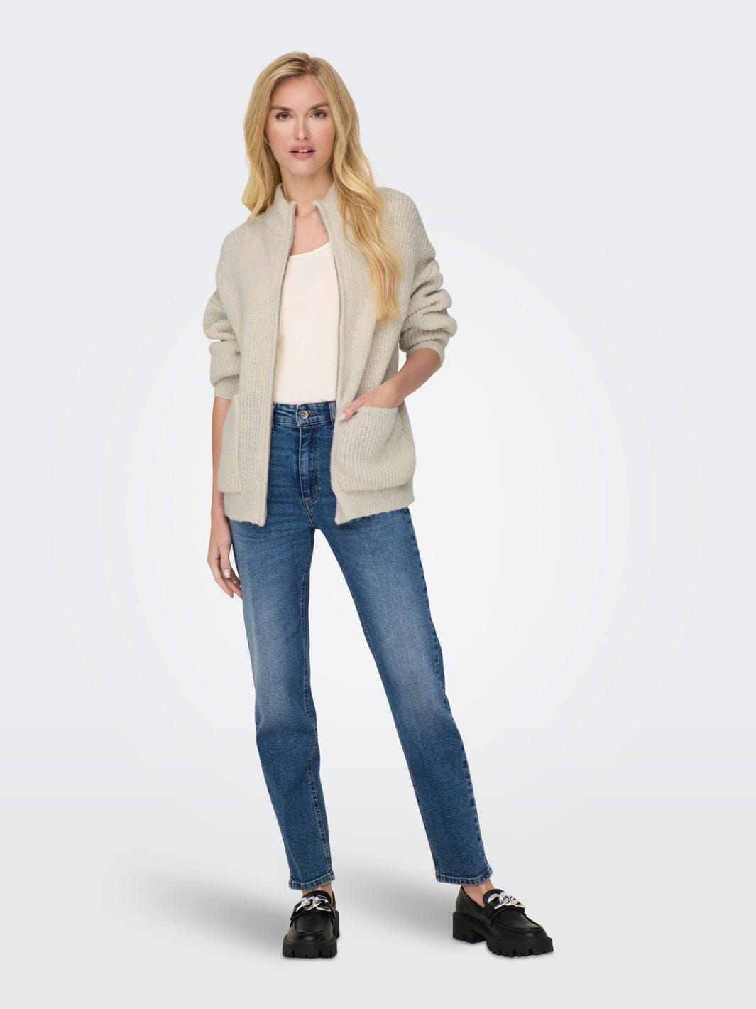 only-onlkaja-life-ls-zip-cardigan-cc-knt-4237958-birch_0.jpg Only - Onlkaja Life Ls Zip Cardigan Cc Knt - 4237958 Birch