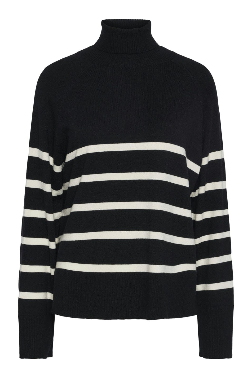 Pieces - Pcsia Ls Rollneck Knit - 4542868 Black White Udsalg