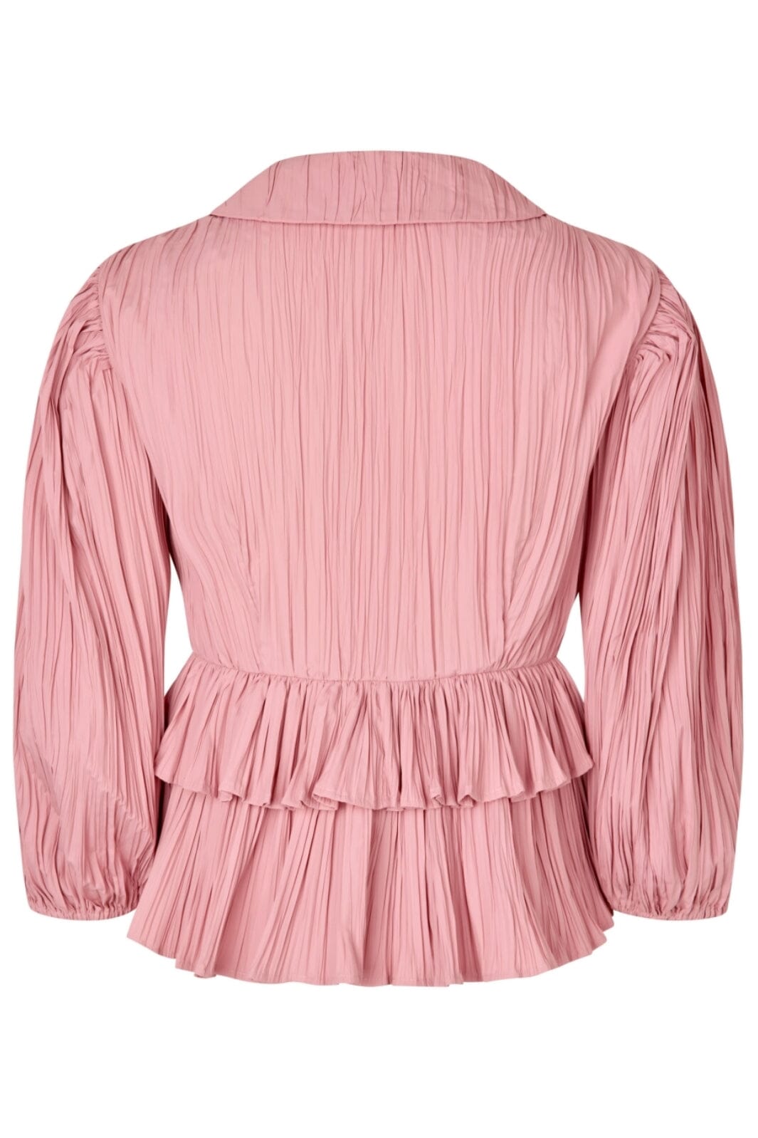 Stine Goya - 2342 Pleated Poly, Balloon Sleeve Tie Top sg-ss25-t054-2342 - Pink Nectar Rabat