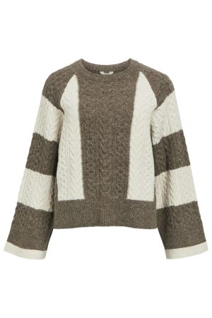 Object - Objrosa Knit L/S Re Pullover 134 - 4603709 Morel White Sand