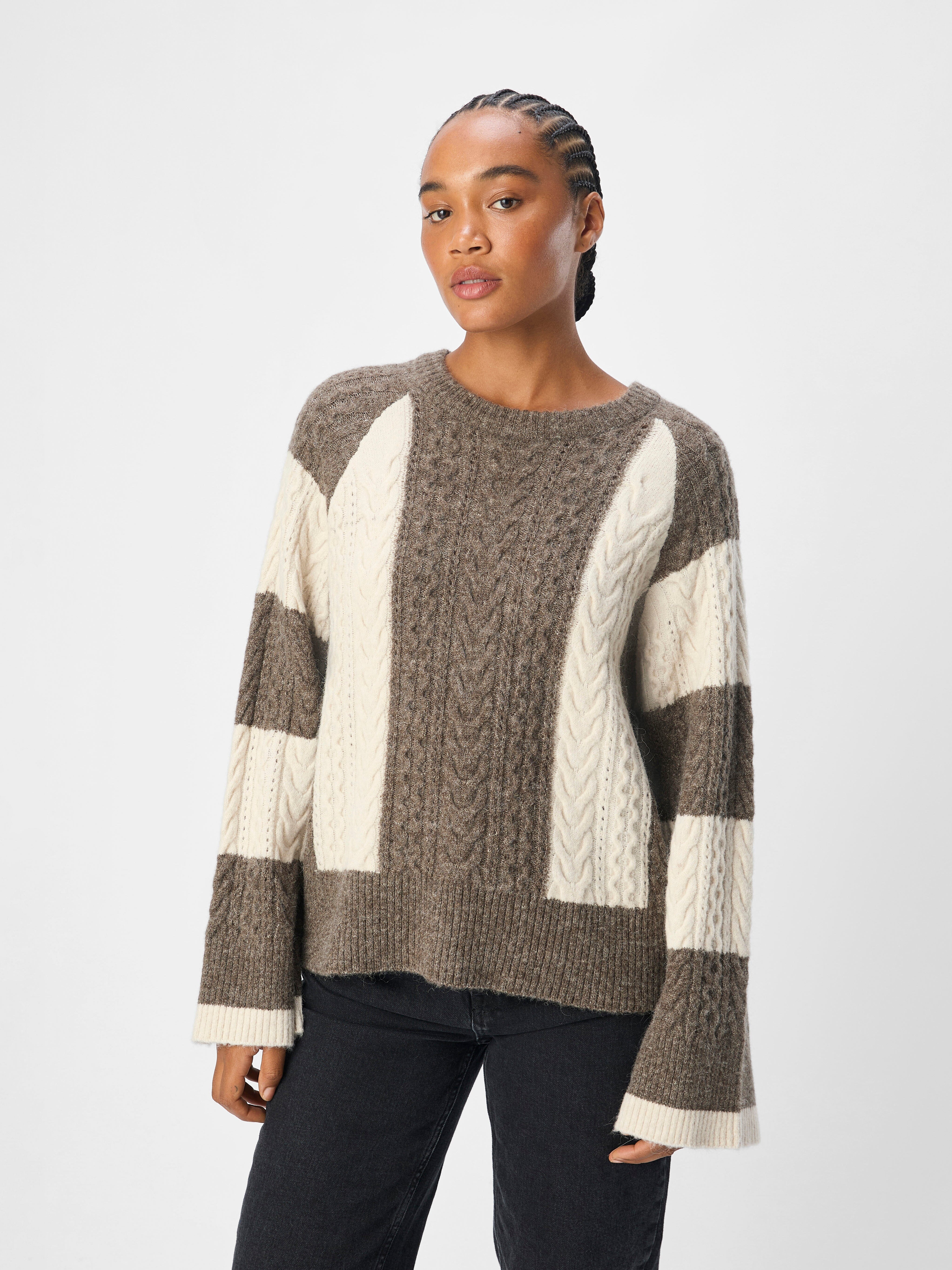 Object - Objrosa Knit L/S Re Pullover 134 - 4603709 Morel White Sand