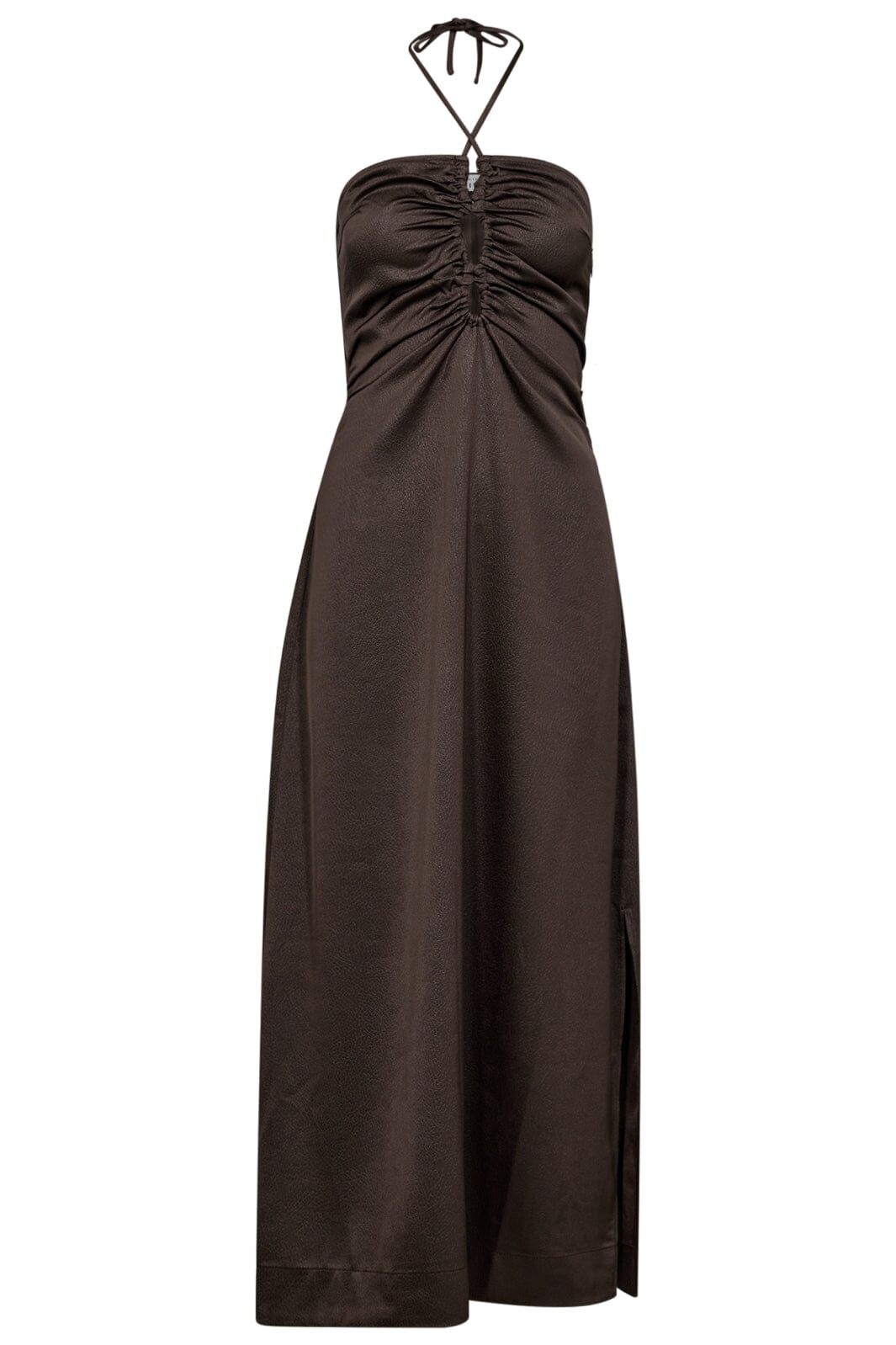 Forudbestilling - Haute L'Amitié - Chrisse Tie Slit Dress HL10103 - Mocca
