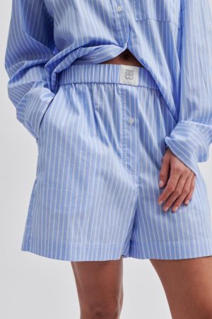 Second Female - Amale Shorts 58331 - 5039 Light Blue Stripe Online salg