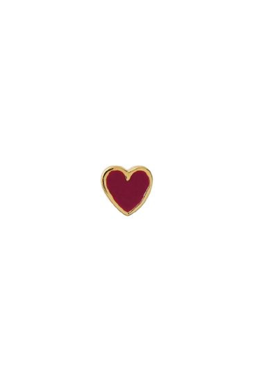 Stine A - Petit Love Heart Earring Golden - 1181-02-Burgundy - Burgundy Online