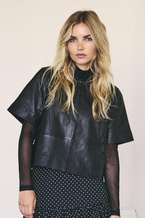 Co´couture - Phoebecc Leather Tee 35732 - 96 Black Mode