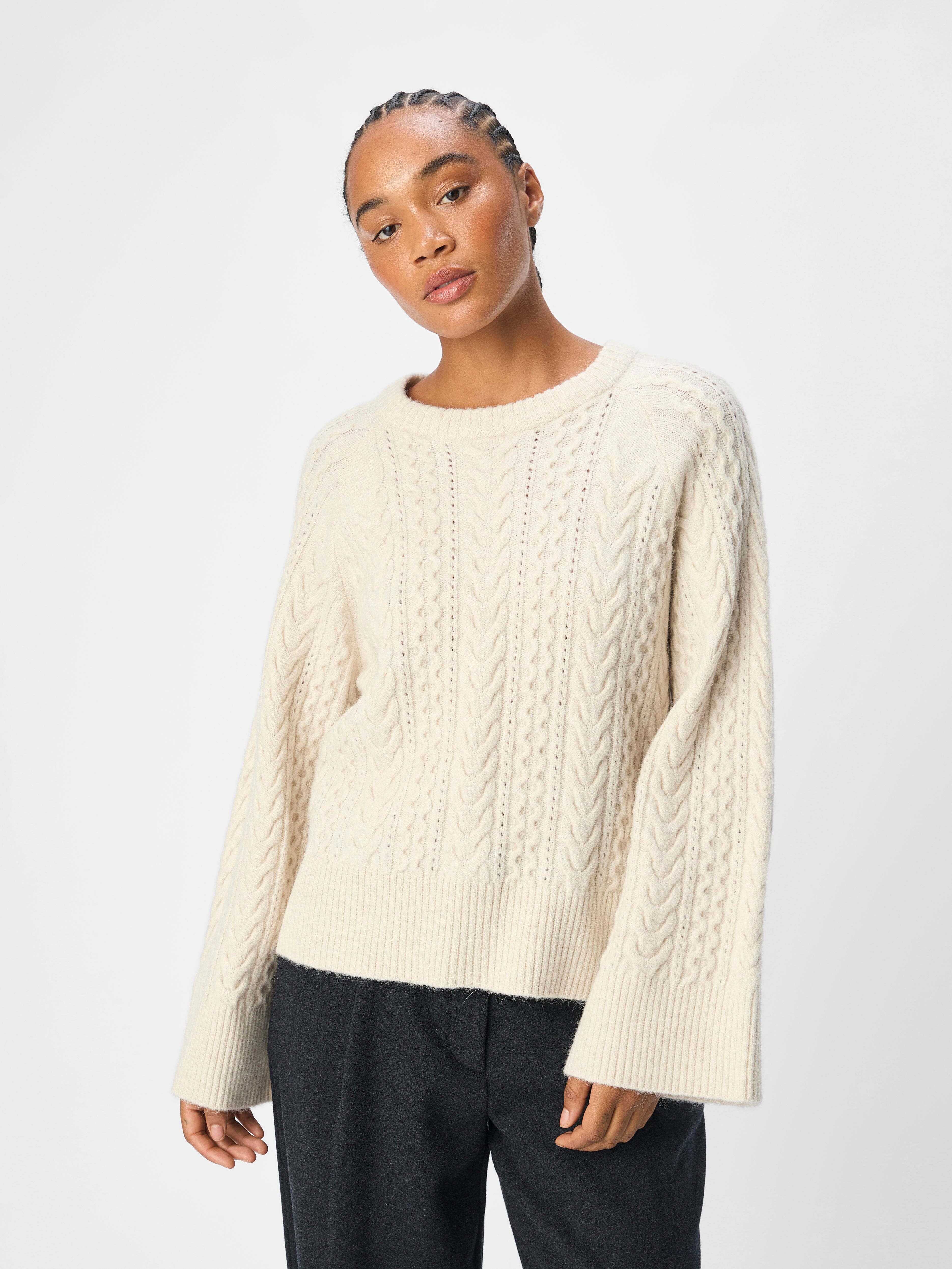 Object - Objrosa Knit L/S Re Pullover 134 - 4569006 White Sand Melange