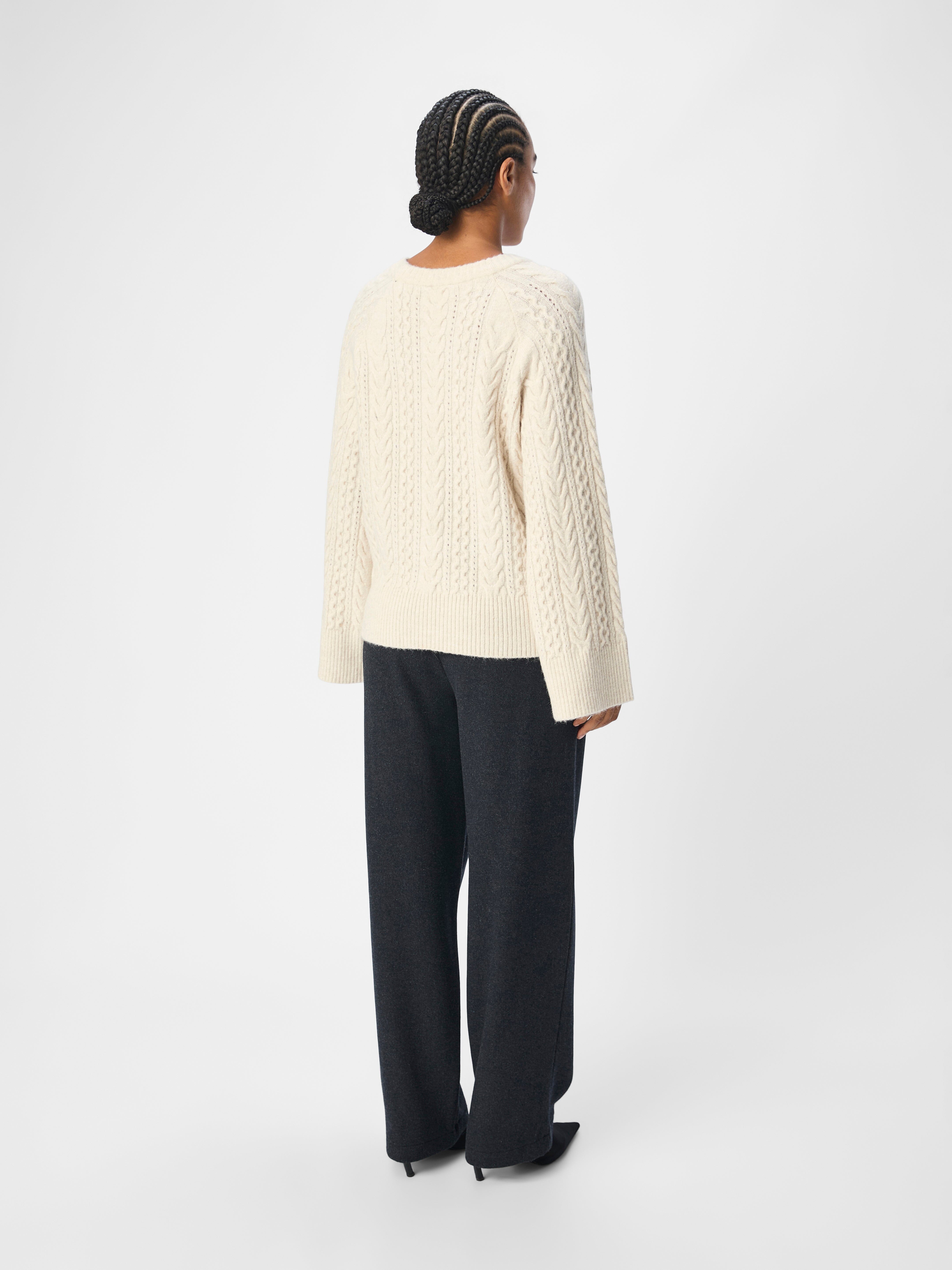 Object - Objrosa Knit L/S Re Pullover 134 - 4569006 White Sand Melange