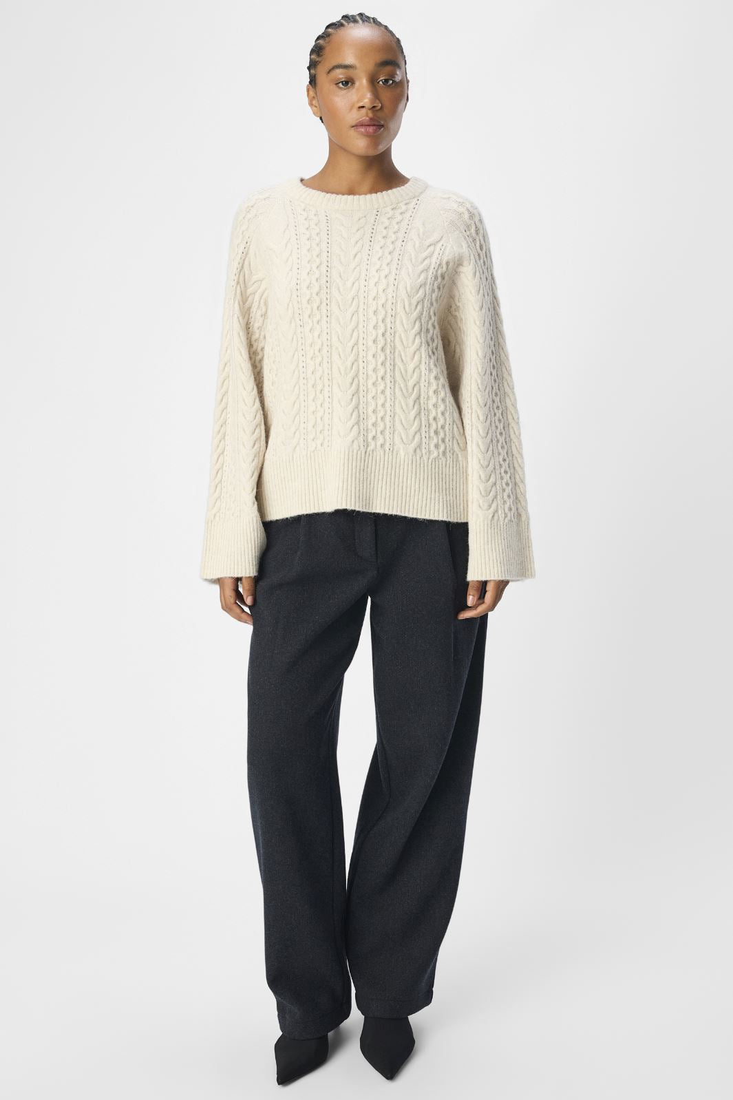 Object - Objrosa Knit L/S Re Pullover 134 - 4569006 White Sand Melange
