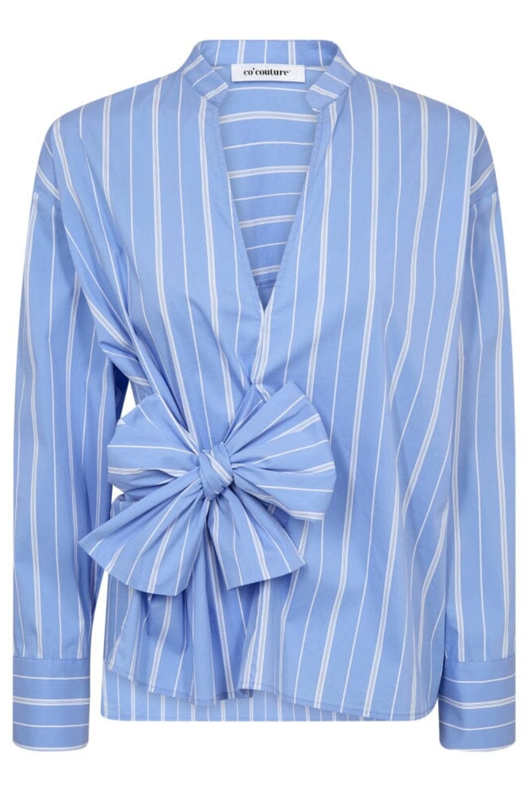 Co´Couture - Shiracc Stripe Bow V-Blouse 35706 - 23 Pale Blue