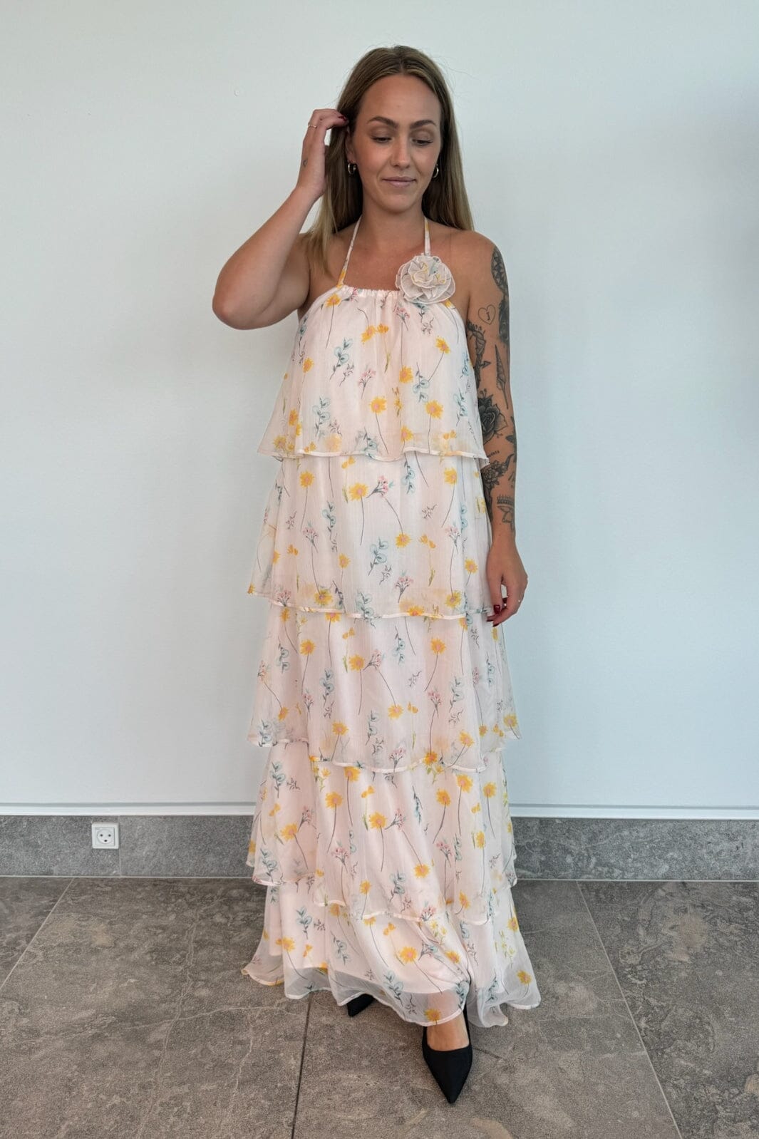 Pieces - Pcclara Sl Long Layred Dress Kca - 4785295 Barely Pink Flowers