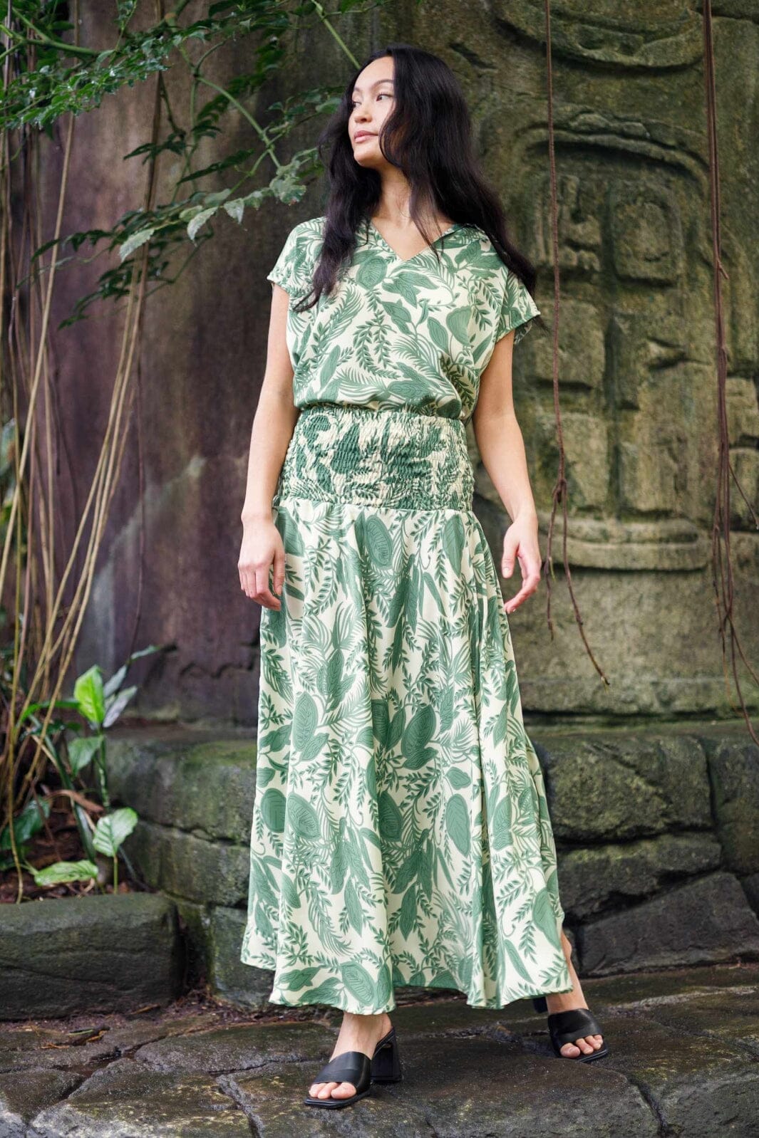 Black Colour - Bcluna Wide Smock Skirt 39217 - Sage Green Rabat