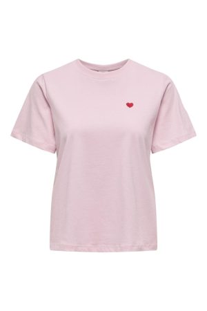 Forudbestilling - JDY - Jdypisa S/S Print Top - 4798429 Parfait Pink Bittersweet Heart Online nu