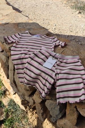 Forudbestilling - Liberte Ami - Natalia-Shorts-Kids 21234 - Brown Rose Creme Stripe