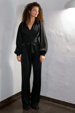 Neo Noir - Rimaldi Heavy Sateen Jumpsuit 164535 - 100 - Black