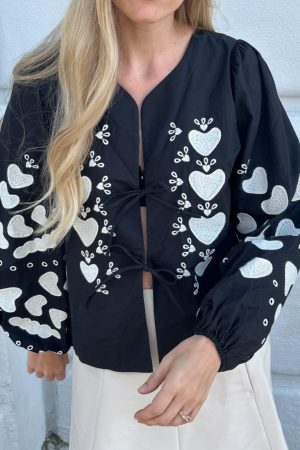 Sissel Edelbo - Elisabeth Top SE 1355 - Black W. White Swan