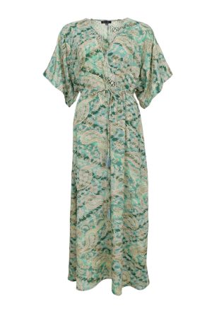 Black Colour - Bcluna Long V-Neck Dress 39215 - Floral Green