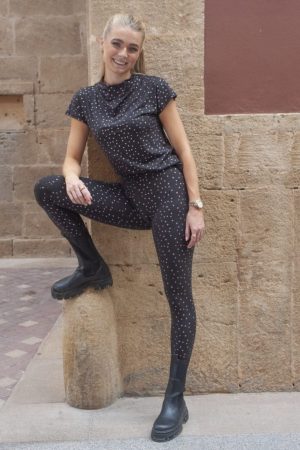 Liberte - Alma-Legging - Black Pink Holographic Dot