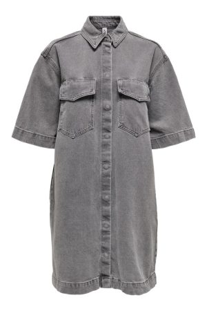 Only - Onlsophie S/S Oversize Dress Sik 15327766 - 4730992 - Medium Grey Denim Mode