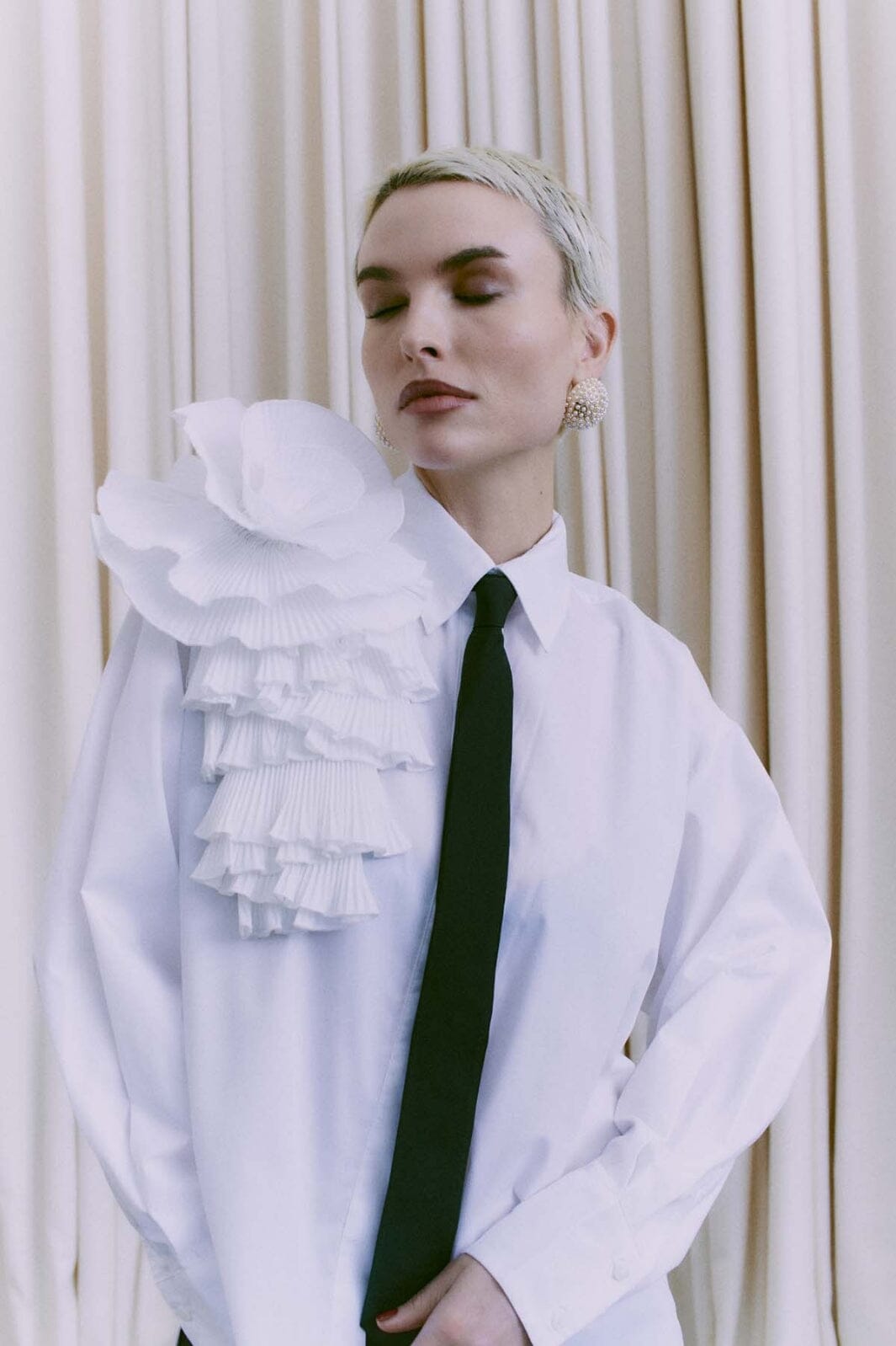 Copenhagen Muse - Cmpleat-Frill-Shirt 203636 - Bright white