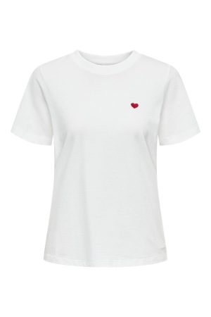 JDY - Jdypisa S/S Print Top - 4533144 Cloud Dancer Bittersweet Heart