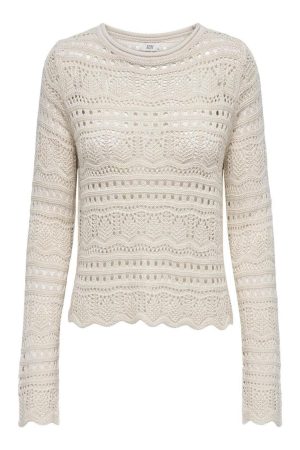 JDY - JDYsun Lay L/S Boatneck Pullov. Knt - 4451154 Tapioca Hot på udsalg