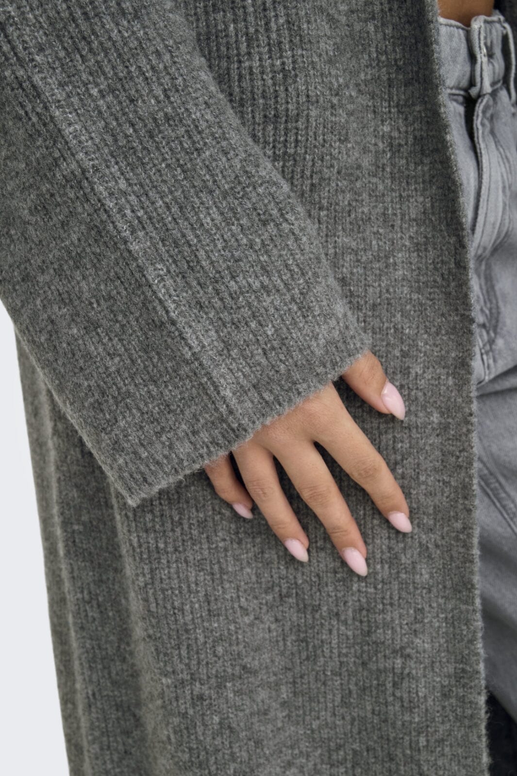 Only - Onlalpha Ls Maxi Cardigan Knt - 4572670 Medium Grey Melange