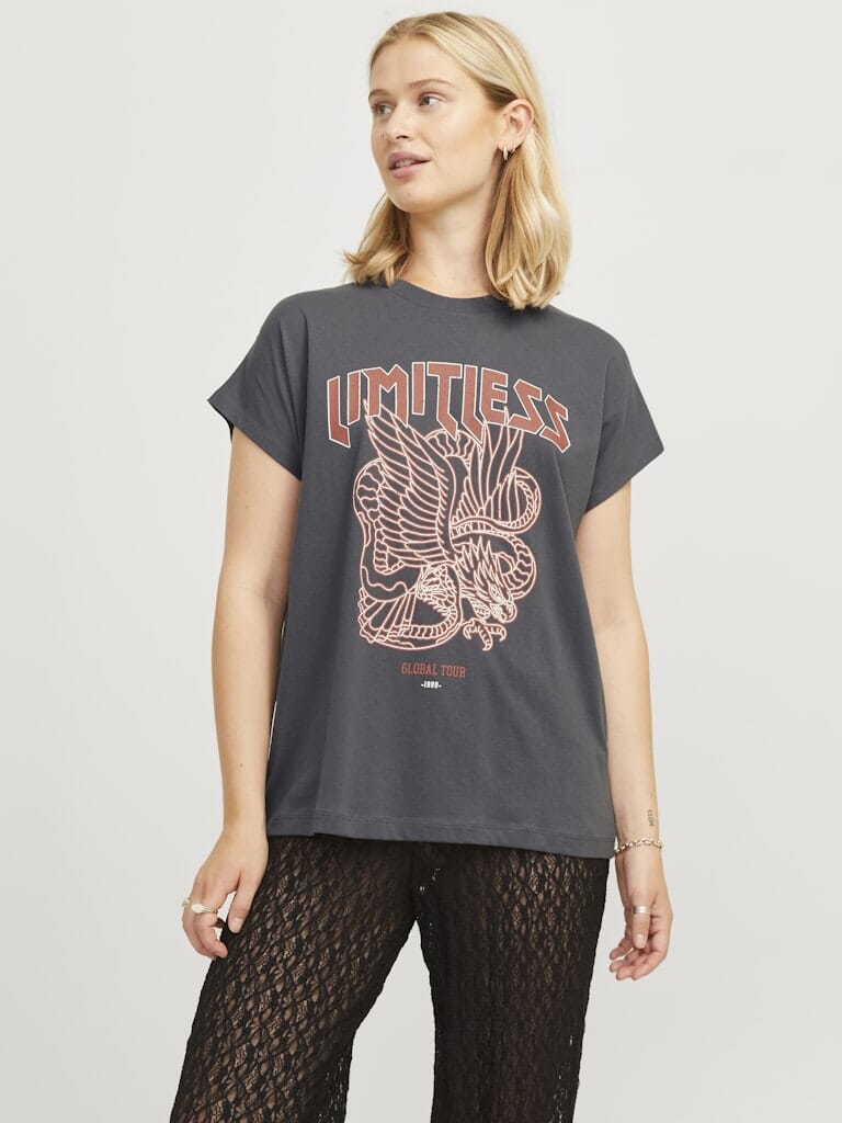 Jjxx - Jxwilma Astrid Boxy Sl Tee Ft24 - 4777385 Dark Shadow Limitless/Dragon