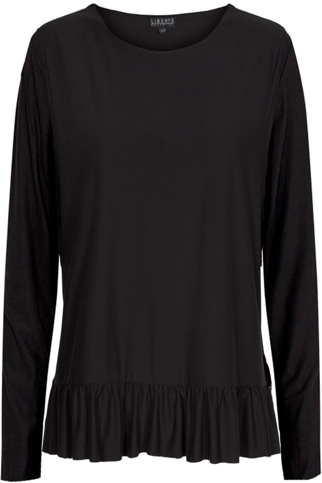 Liberte - Alma LS Frill T-shirt - Black på udsalg