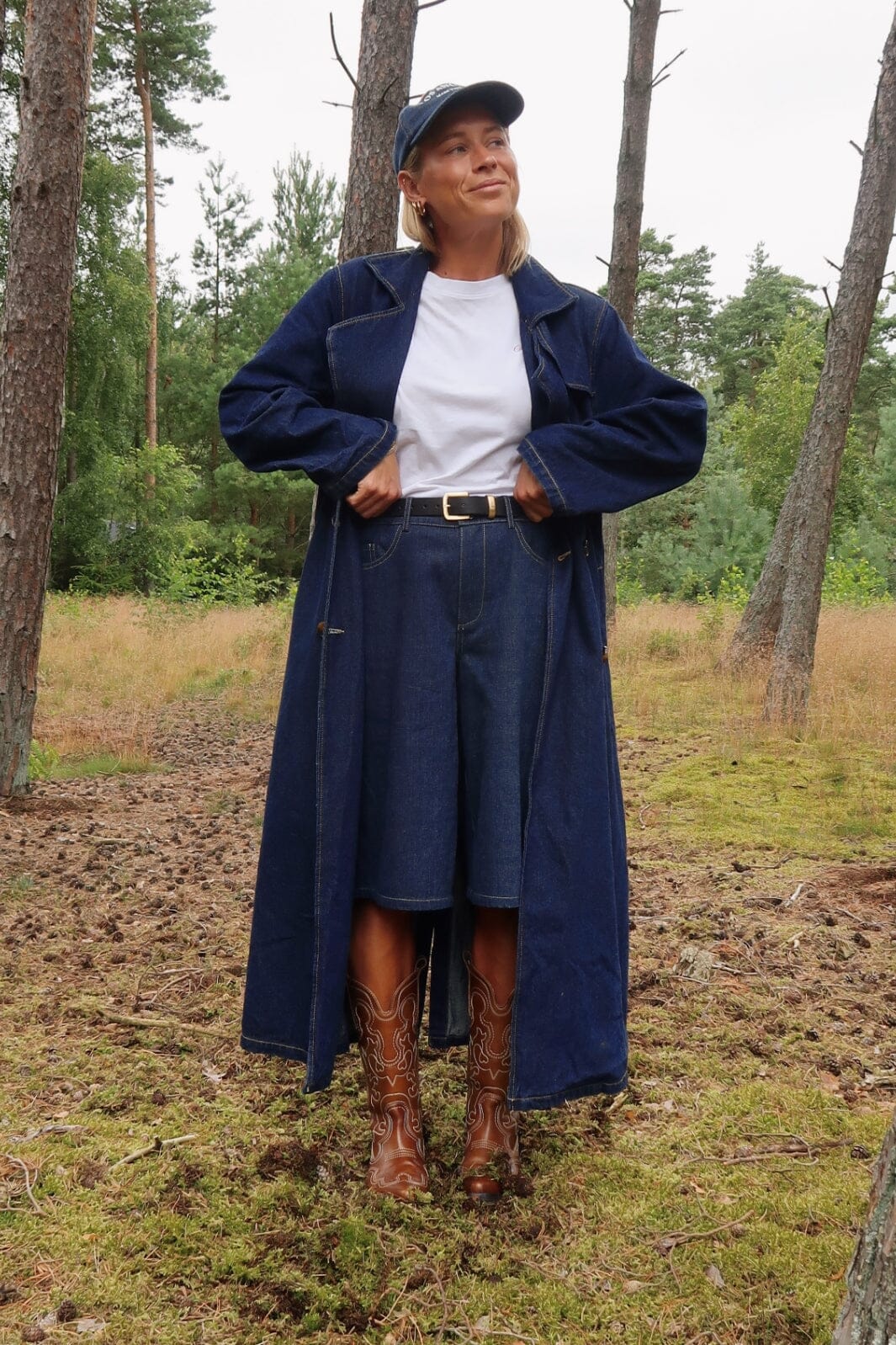 Pieces - Pcfreya Ls Long Denim Trenchcoat Fsy - 4748683 Dark Blue Denim