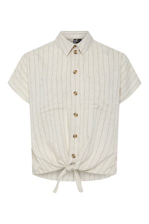 Pieces - Pcpia Ss Tie Shirt - 4764614 Birch Black Mode