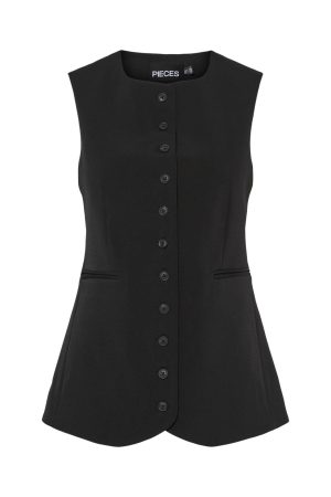 Pieces - Pctempre Long Vest - 4724813 Black