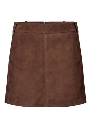 Second Female - Noormie Suede Mini Skirt 60345 - 6139 Chocolate Brown
