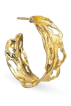 Jane Kønig - Big Leaf Hoop - Forgyldt