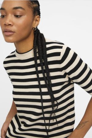 Object - Objester S/S New Knit Pullover - 4478018 Sandshell Black