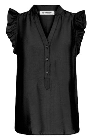 Co´couture - Callumcc Frill Top 35162 - 96 Black Udsalg