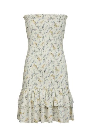 Forudbestilling - Neo Noir - Mikka Smock Print Dress 164929 - 122 - Creme