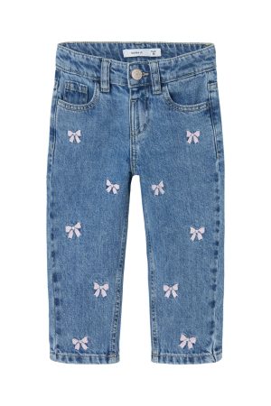 Name It - Nmfbella Emb Jeans 3285-Be - 4677987 Medium Blue Denim Bows Online nu