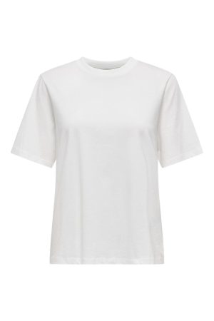 Only - Onlmils S/S Tee - 4857906 Cloud Dancer Feeling Good Azure Blue